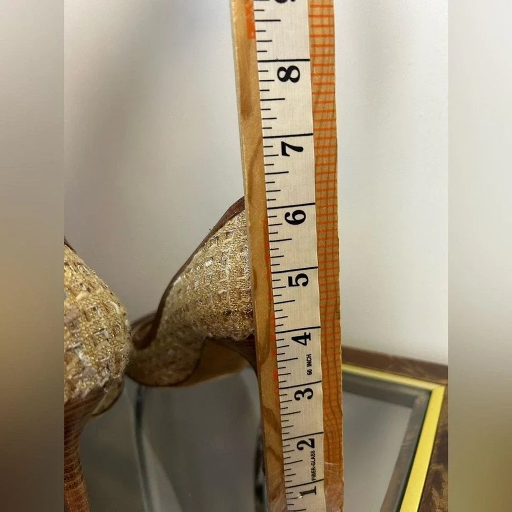 GUNMETAL Made in Italy  Brown and Tan Stiletto High Heels Fabric-Leather 41-10.5